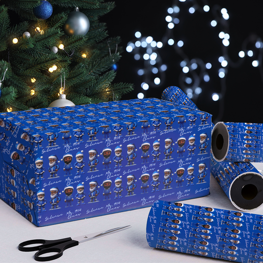 Santas in Blue and White