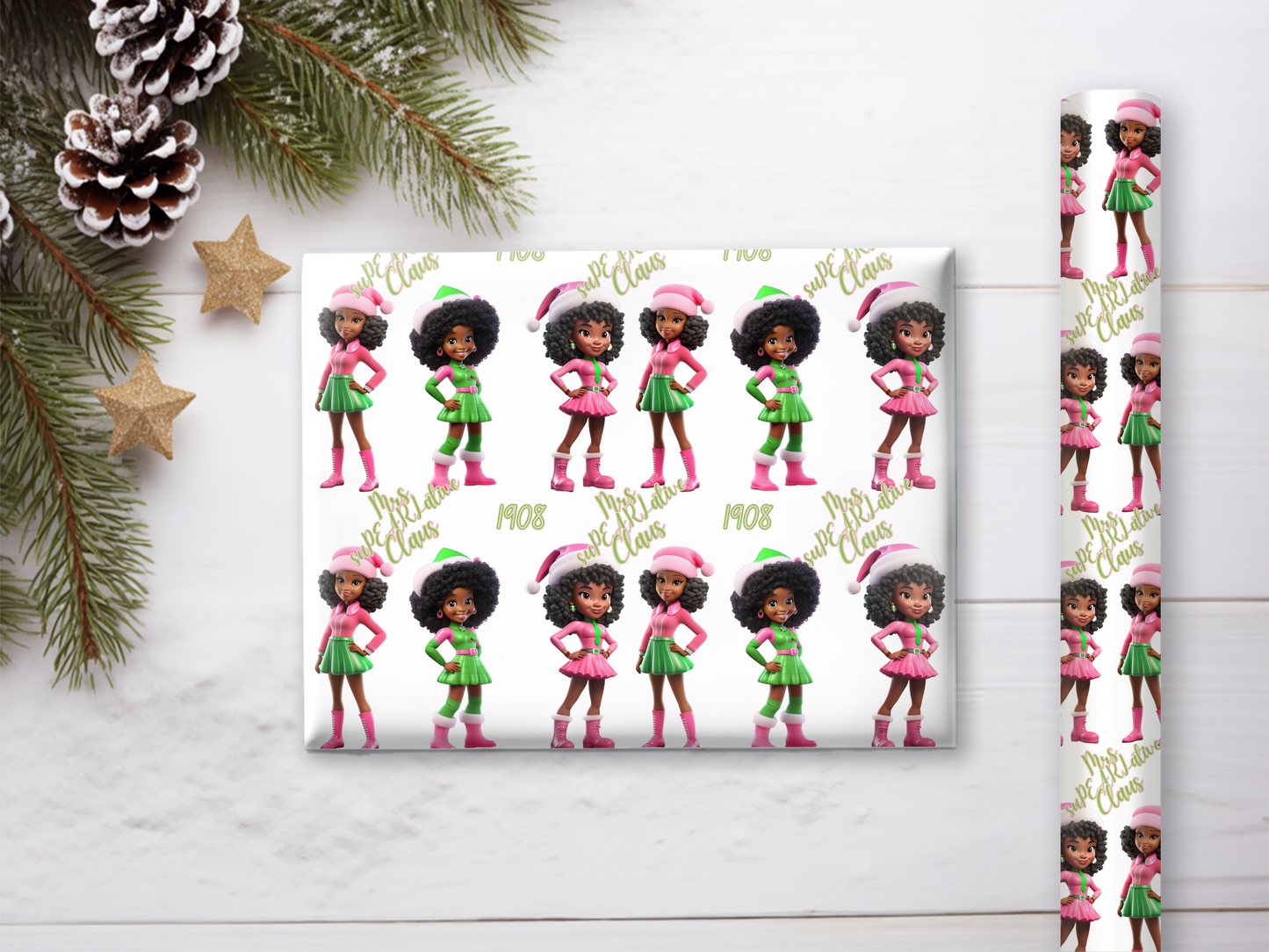 Ms. Claus in Pink and Green