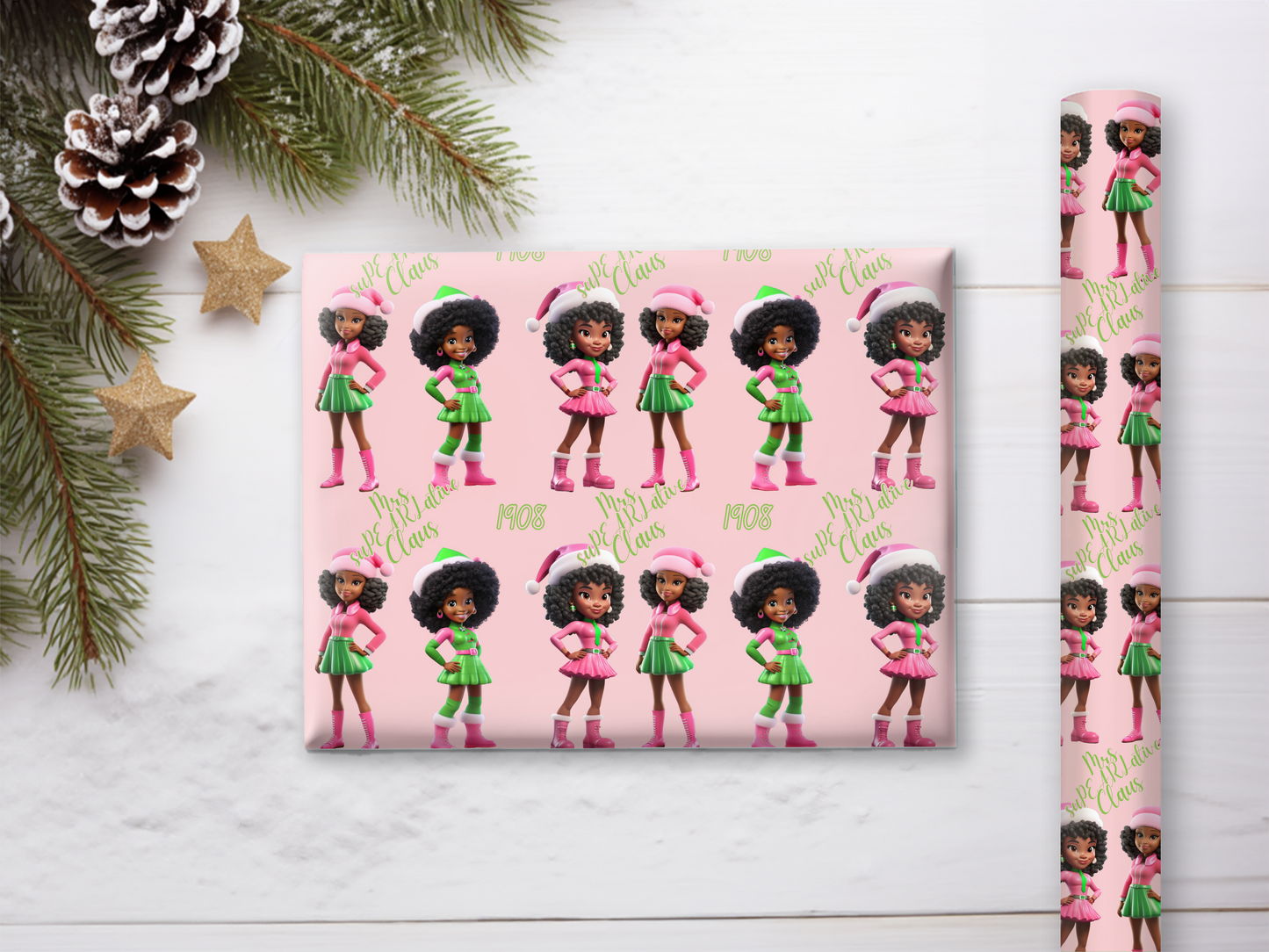 Ms. Claus in Pink and Green