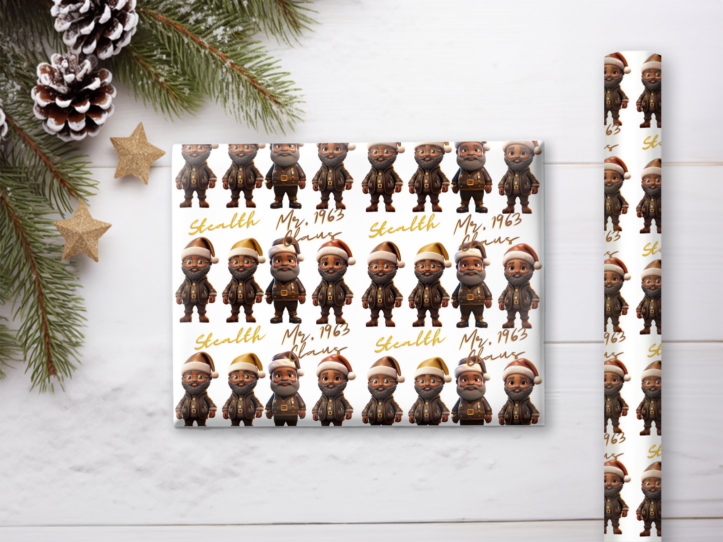 Santas in Brown and Gold