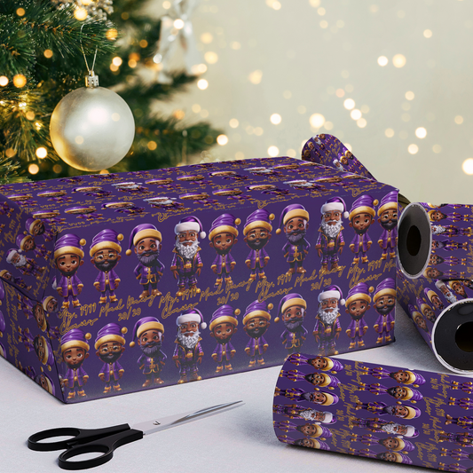 Santas in Purple and Gold