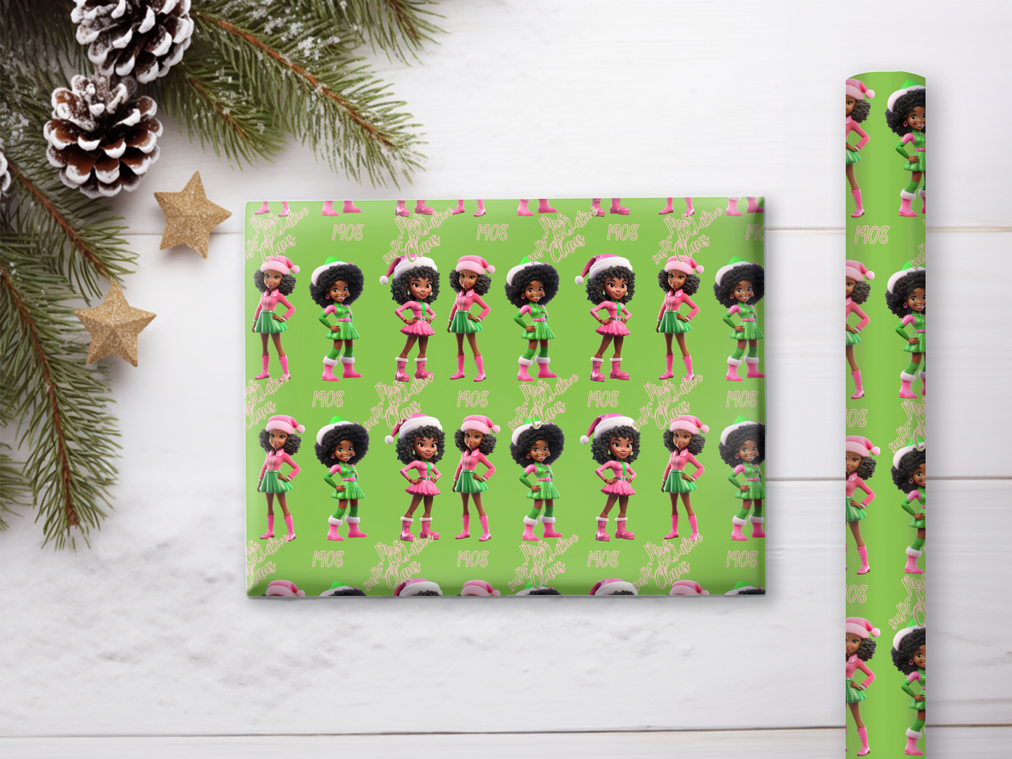 Ms. Claus in Pink and Green